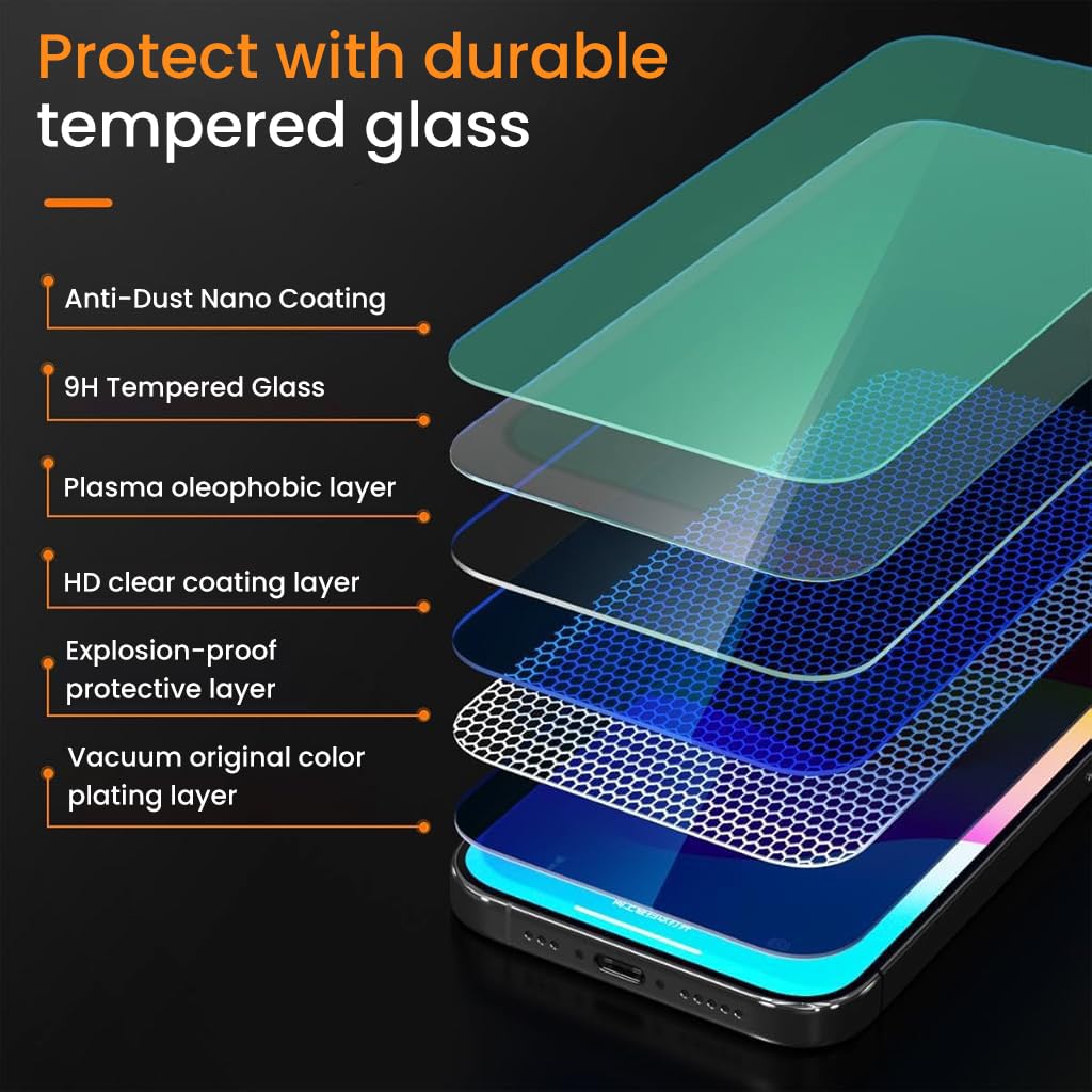 ZORBES® Compatible with iPhone 13 2pcs HD Screen Protectors Anti-Scratch Tempered Glass Screen Protector with Screen Alignment Tool & Accessories Pack ZORBES® Compatible with iPhone 13 2pcs HD Screen Protectors Anti-Scratch Tempered Glass Screen Protector with Screen Alignment Tool & Accessories Pack